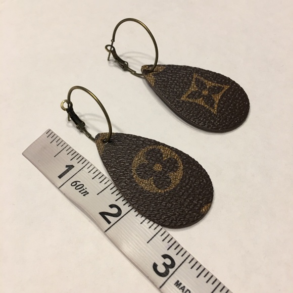 Upcycled Leather Earrings Inspired Design - Picture 3 of 5
